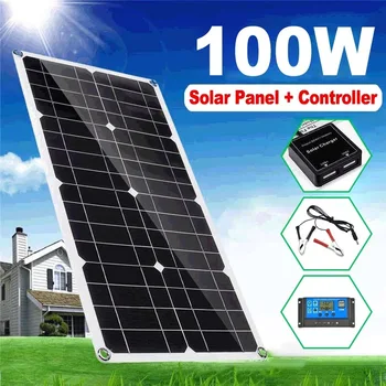 Солнечная Панель 100 Вт Комплект В Комплекте 12 В 18 В С USB Контроллером Солнечные Батареи для Автомобиля Яхты RV Boat Moblie Зарядное Устройство Для Телефона