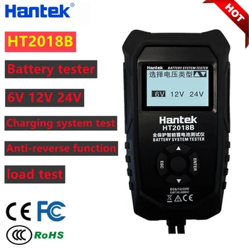 Тестер батареи Hantek HT2018B Поддерживает 6 В/12 В/24 В Автомобильный цифровой ЖК-анализатор зарядки, Инструмент для тестирования производительности