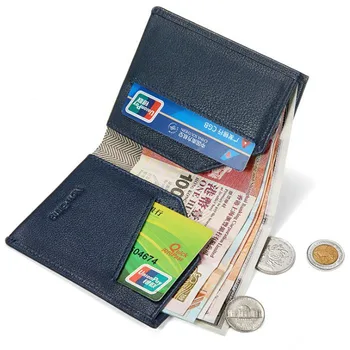 Тонкий кошелек из натуральной кожи с блокировкой RFID для мужчин, мини-держатель для банковских удостоверений личности, мешочек для монет, органайзер, кошелек, чехол для кредитных карт, сумка для денег