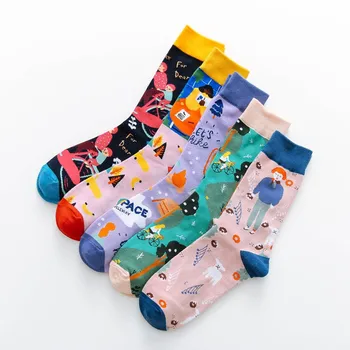 Трендовые хлопчатобумажные носки с индивидуальными креативными иллюстрациями Граффити, Крутые уличные художественные носки для скейтбординга в стиле INS, Мужские Женские носки для экипажа N212