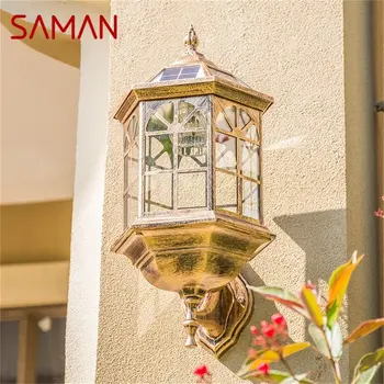Уличный солнечный ретро-настенный светильник SAMAN, светодиодные водонепроницаемые классические бра, лампа для украшения крыльца дома