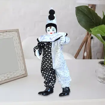 Фарфоровая модель куклы-клоуна, украшения из ткани, мягкая игрушка-клоун, фигурка для декоративно-прикладного искусства, сувениры, подарок на фестиваль Хэллоуина