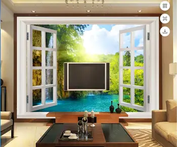 фото обоев 3d настенная роспись на заказ Окно Солнечный пейзаж Природные пейзажи гостиная домашний декор обои для стен 3d спальня