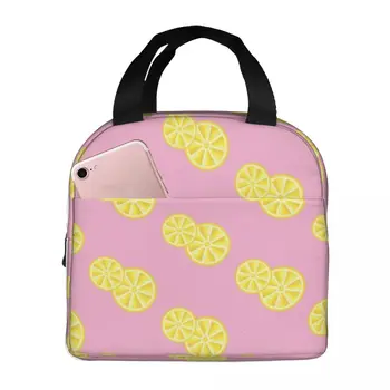 Фруктовый дизайн с кусочками желтого лимона, Термоизолированная сумка для ланча, Изолированная сумка для бенто, Многоразовая Изолированная сумка, Переносной ланч-бокс-тоут