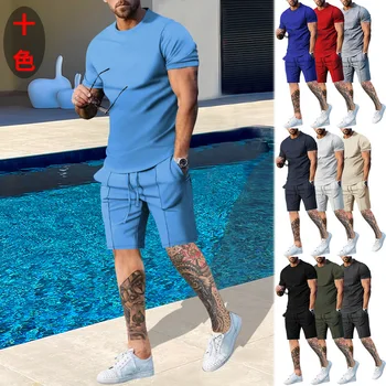Хит продаж, комплект мужской одежды, мужская летняя футболка из двух частей с короткими рукавами 2023, повседневная модная удобная мужская шорт