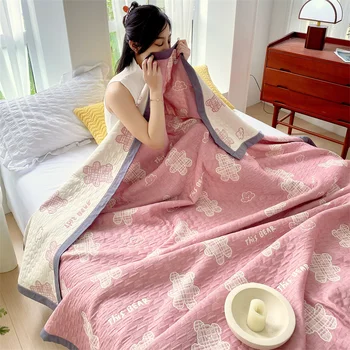 Хлопчатобумажное одеяло MissDeer для кроватей Розовое Милое Летнее покрывало для девочек, Пледы односпального/Королевского / Королевского размера, одеяло из хлопчатобумажных ниток для дивана