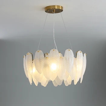 Художественная дизайнерская круглая овальная светодиодная люстра из белого стекла с гусиным пером, подвесной светильник Lampen для фойе