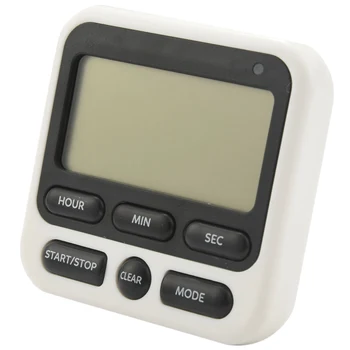 Цифровой кухонный таймер с выключателем звука / громкости будильника, 12-часовые часы и функция памяти будильника, обратный отсчет f