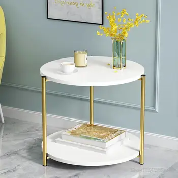 Чайный столик в скандинавском стиле, Журнальные столики в гостиной, Комбинированная мебель из мрамора и дерева, Прочный Приставной столик на конце стола, письменный стол