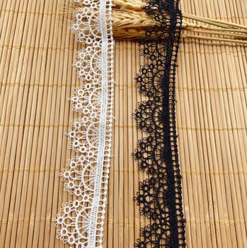 Ширина 15 ярдов 3 см Черно-белая кружевная лента с односторонней вышивкой Кружевная ткань для свадебных поделок Принадлежности для шитья одежды