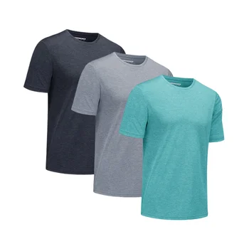 ЭКЛЕНТСОН, 3 упаковки футболок для бега, мужские повседневные футболки с коротким рукавом, быстросохнущие, для занятий в тренажерном зале, для спортивной тренировки, комплект из 3 предметов, футболка
