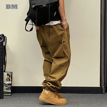 Японская уличная одежда больших размеров, брюки-карго оверсайз, Мужская одежда, повседневные джоггеры Harajuku, Корейские мешковатые брюки в стиле хип-хоп, мужские