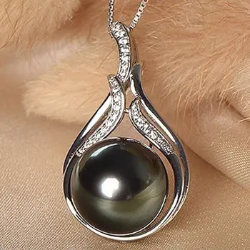 “Горячее круглое ожерелье с подвеской из натурального черного жемчуга Южного моря AAA ++ 10-11 мм 925s”